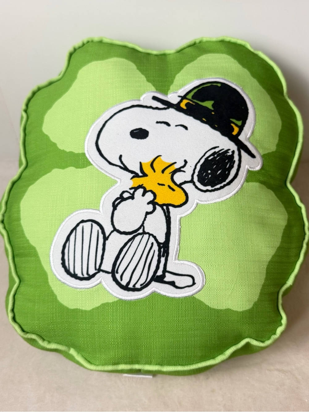 Peanuts Snoopy & Woodstock Four Leaf Clover Throw Pillow